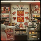 Vintage Grocery Store Advertising Display 58x42 Poster Van Camp s Pork And Beans