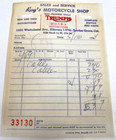 1960s Triumph Motorcycles Vintage Lot Of 14 Service Receipts Southern California