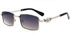 Sunglasses Rectangular Silver Frame Black Lens Uv400 Protection Retro Street New