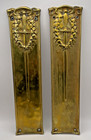 Pair Antique Victorian Bronze  Sword   Wreath Swinging Door Push Plates 12    X 3   