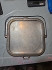Vintage Silver Seal Hammered Aluminum Square Stove Griddle Grill Pan Bail Handle