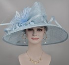  Church Kentucky Derby Carriage Tea Wedding Wide Brim Sinamay Hat Powder Blue