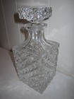 Vintage Square Cut Crystal Glass Liquor Decanter And Stopper Mcm Whiskey Bourbon