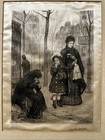 Rare Antique 19c Hamilton Hamilton Etching On Satin silk 14   x12    Matted 17   x14   