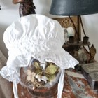 Antique French White Lace   Delicate Swiss Cotton Embroidered Coiffure Bonnet
