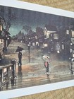 Japanese Woodblock Print Edoyaart Country Town At Night