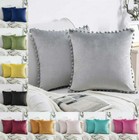 18  20  22  24  26  Pom Poms Velvet Cushion Cover Home Decor Sofa Pillow Case