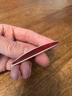 Vintage Sterling Silver Red Guilloch   Enamel Brooch     Mcm Marquis Pin