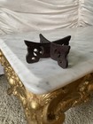 1890 Oriental Asian Brown Wood Carved Bowl Display Stand Curved Marked China Vtg