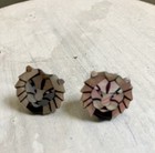 Lee Sands Shell Inlay Abalone Lion Necklace Earrings Set Tiger Eye Beads