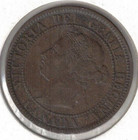 1884 Canadian Circulated One Large Cent Victoria Coin 