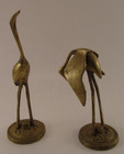 2 Vintage Mid Century Solid Brass 7    4 5  Crane Egret Heron Statue Sculpture