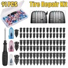 91pcs Tire Repair Rubber Nails Tyre Puncture Repair Screws Kit With Screwdriver