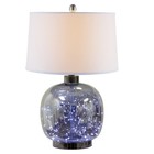 Benjara 26  Table Lamp- Led Night Light Base- Empire Shade- Silver Gray