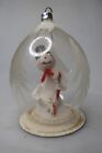Vintage Clear Glass Snowman W Candy Cane Diorama Ball Christmas Ornament Germany