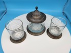 Vintage Crystal And Bronze Jars Vanity Containers 19th-century Set Of 3
