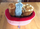 Beautiful Melissa   Doug 3 Excellent Adorable Stuffed Puppies   A Brand New Bed