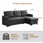 82  Dark Gray Linen L Shaped Convertible Sleeper Sectional Sofa Storage Chaise