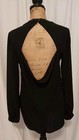 Bcbg Maxazria Women s S Frances Black Long Sleeve Beaded Neck Open Back Top
