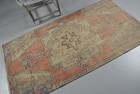 Turkish Vintage Rug  3 5x6 8 Ft Accent Rug  Orange Handmade Rug