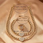 Women Necklace Heart Pendant 18k Gold Silver Plated Chunky Stainless Steel Chain