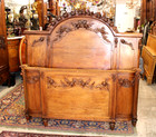 French Antique Louis Xvi Mahogany Queen Size Bed With Rails   Slats
