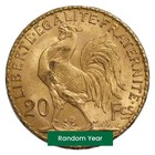 French Gold 20 Francs Rooster Coin Avg Circ - Random Year  0 1867 Oz 