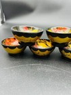  6 Small Vintage Khokhloma Hand Painted Wooden Russian Folk Art Bowls Black Red 