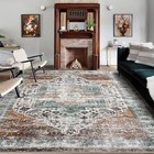 Large Area Rug 8x10 Machine Washable Vintage Distressed Carpet Foldable 