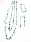 Antique Blue And Clear Bi-colored Lead Glass Faceted Beads On Brass Chain Demi P
