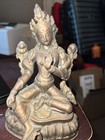 6 1 2      antique Tibetan Buddhism Temple Bronze Gilt Green Tara Bodhisattva Statue