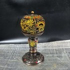 8 4  Old Chinese Dynasty Bronze Gilt Gems Dragon Beastincense Burner Censer