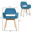 Set Of 2 Modern Accent Armchairs Velvet Fabric Leisure Chairs Club Guest Blue