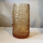 Liuli Crystal Art Rising Dragon Amber Orange Glass Sculpted Vase Chinese Dragon