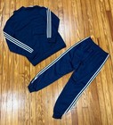 Adidas Essentials 3 Stripes Tracksuit Set Blue Jacket Men   s Size Small   Medium