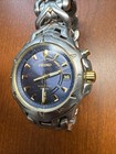 Seiko Kinetic Watch Men 39mm Blue Dial Two Tone Date Round 5m62-0d10 Needs Cap