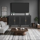 4 Door Sideboard Buffet Cabinet  Kitchen Storage Cabinet With Black Painted R   