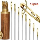 12pcs Self Threading Needles Stainless Steel Hand Sewing Needles Easy Thread