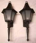 Vtg Sconce Light Pair Witch Hat Art Cast Porch Fixture Tall 31  Wired Usa  y82