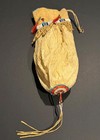 Fantastic Plains Turquoise Beaded quilled   Tin Cone Bladder Bag c1890 excellent