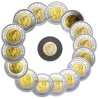          Full Set Canada Colored Toonie Rare  2 Dollars 16-coins Set  2017 - 2026