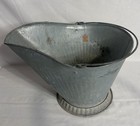 Antique Metal Coal Scuttle Scuttle   Ash Bucket W  Handle  Gray