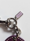 Coach Purple Plum Leather Heart Bag Charm Tag Key Ring Fob Photo Holder Vintage