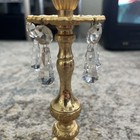 Vintage Hollywood Regency Ornate Etched Cast Metal Crystals Candle Holder Mcm