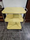 Vintage Cosco Stylaire Kitchen Utility Bar Cart 3 Tier Chrome Yellow Electric