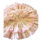 Vintage Girls Full Circle Dress Party Pageant Ruffles Pink White 2t