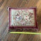 Vtg Aubusson Floral Needlepoint Style French Country Down Pillow Large 16 X 20   