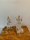 Vtg Hand Blown Clear Glass Unicorn Duo W wings horn mane tail - Figurines