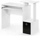 White Finish Student Desk Storage Bin Laptop Computer Table Office Workstation