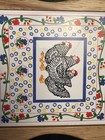 Ceramic Hot Plate   Trivet In Beech Wood Frame     Farmhouse Style With Chickens